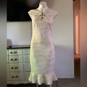 All white Midi dress with hints of gold by Jax